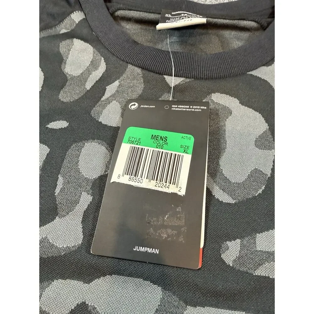 Jordan Dri-FIT Shirt Men’s XL Black Gray Camo Long Sleeve Jumpman 706721-010 NWT